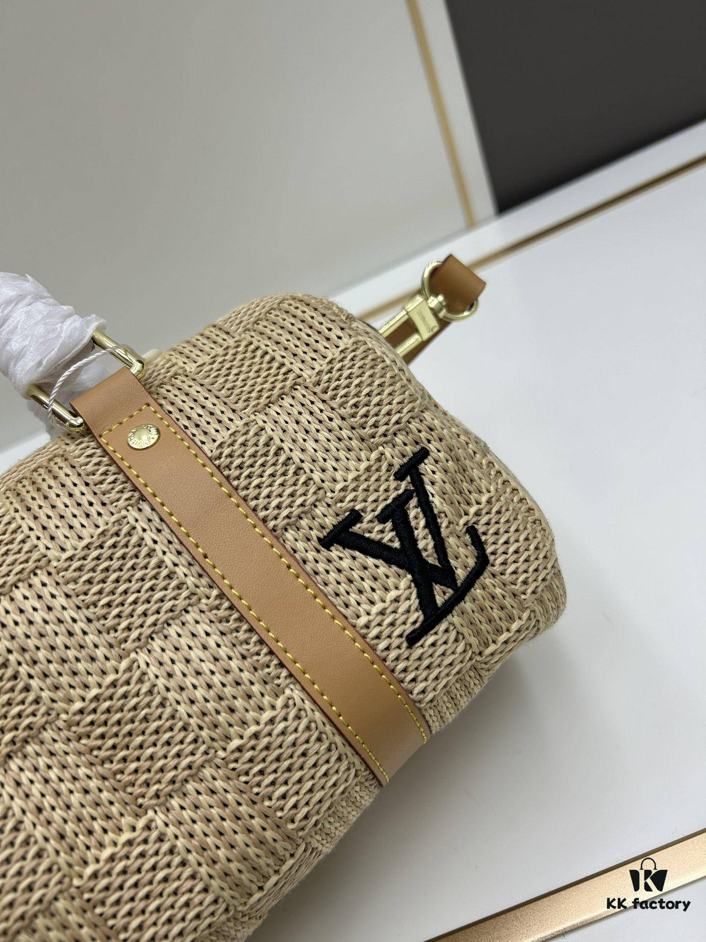 New Arrival LV Straw Keepall Pillow Bag