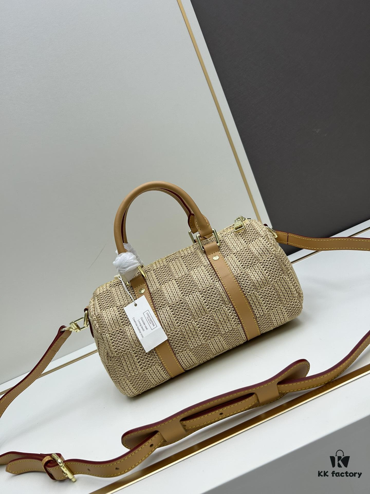 New Arrival LV Straw Keepall Pillow Bag