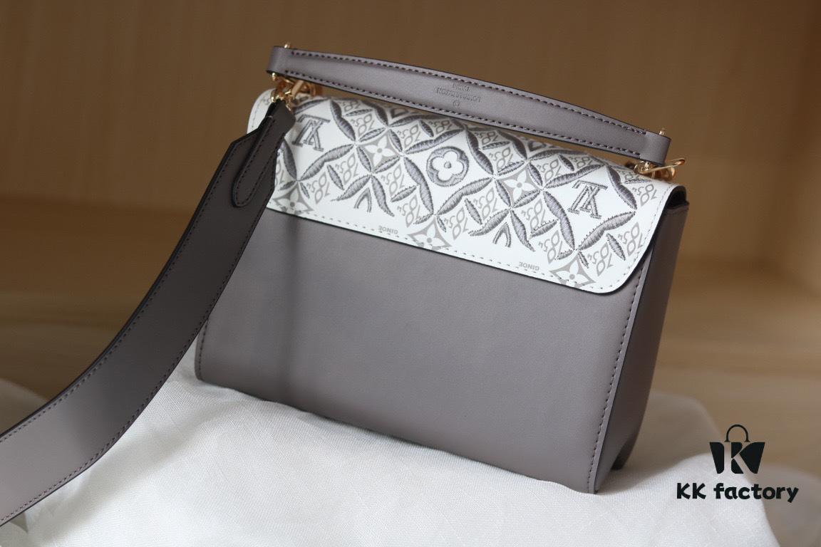 New Arrival / Top Quality Original Design - Model No. 50358 - LV Twist Medium Handbag in Soft Calfskin with Embroidered Since 1854 Motif