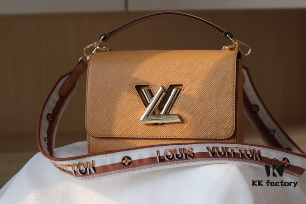 New Arrival Top Quality Twist Medium Handbag with Detachable Jacquard Strap and Leather Handle