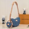 Upgraded Original M46856 M46828 Denim New Style Lv 2024 Latest Monogram Horn Adjustable Strap Pea Bag with Extra Pendant Mini Waist Pouch and Enlarged Design LV Monogram Coated Canvas Croissant Bag