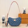Upgraded Original M46856 M46828 Denim New Style Lv 2024 Latest Monogram Horn Adjustable Strap Pea Bag with Extra Pendant Mini Waist Pouch and Enlarged Design LV Monogram Coated Canvas Croissant Bag