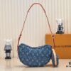Upgraded Original M46856 M46828 Denim New Style Lv 2024 Latest Monogram Horn Adjustable Strap Pea Bag with Extra Pendant Mini Waist Pouch and Enlarged Design LV Monogram Coated Canvas Croissant Bag