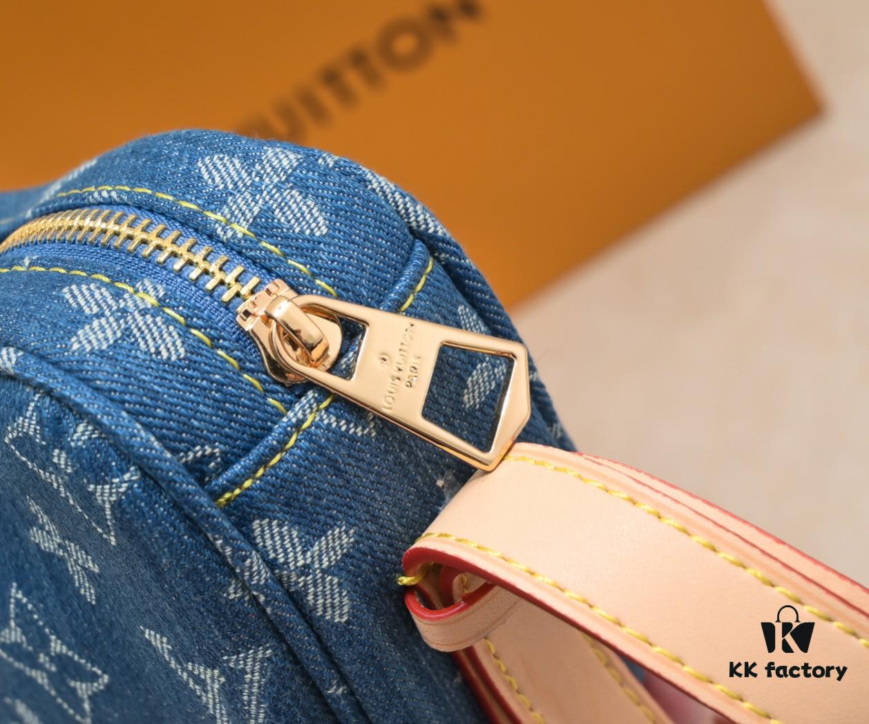 Upgraded Original M46856 M46828 Denim New Style Lv 2024 Latest Monogram Horn Adjustable Strap Pea Bag with Extra Pendant Mini Waist Pouch and Enlarged Design LV Monogram Coated Canvas Croissant Bag