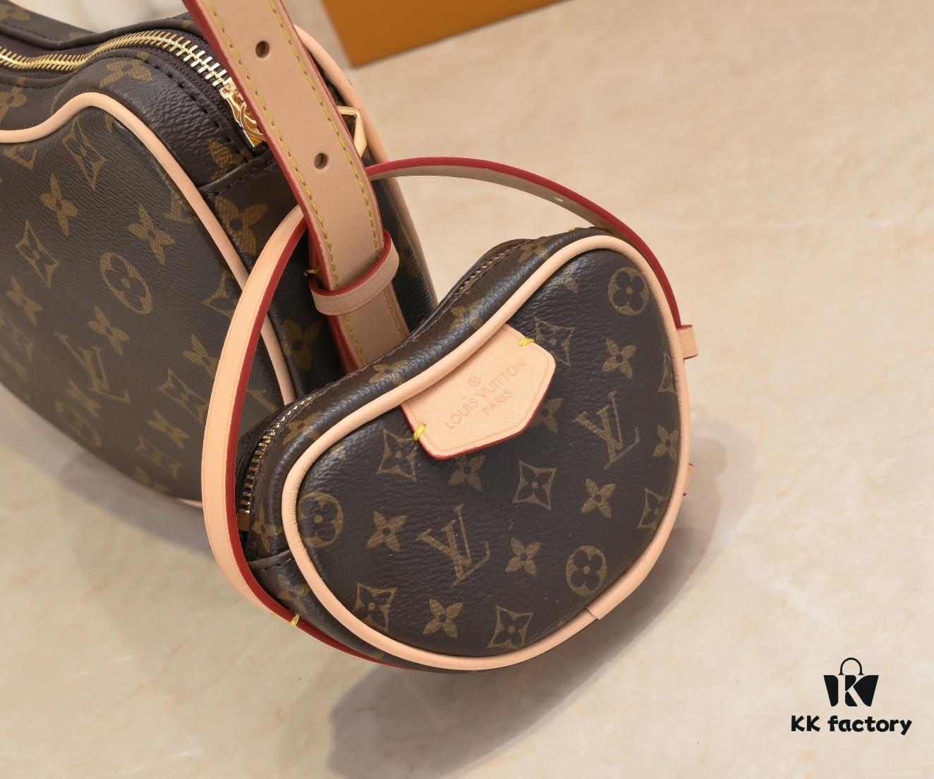 Upgraded Original M46856 M46828 Vintage New Lv 2024 Latest Monogram Horn Adjustable Strap Pea Bag with Pendant Mini Pouch Kidney Bag and Enlarged Design LV Monogram Croissant Bag Pea Bag
