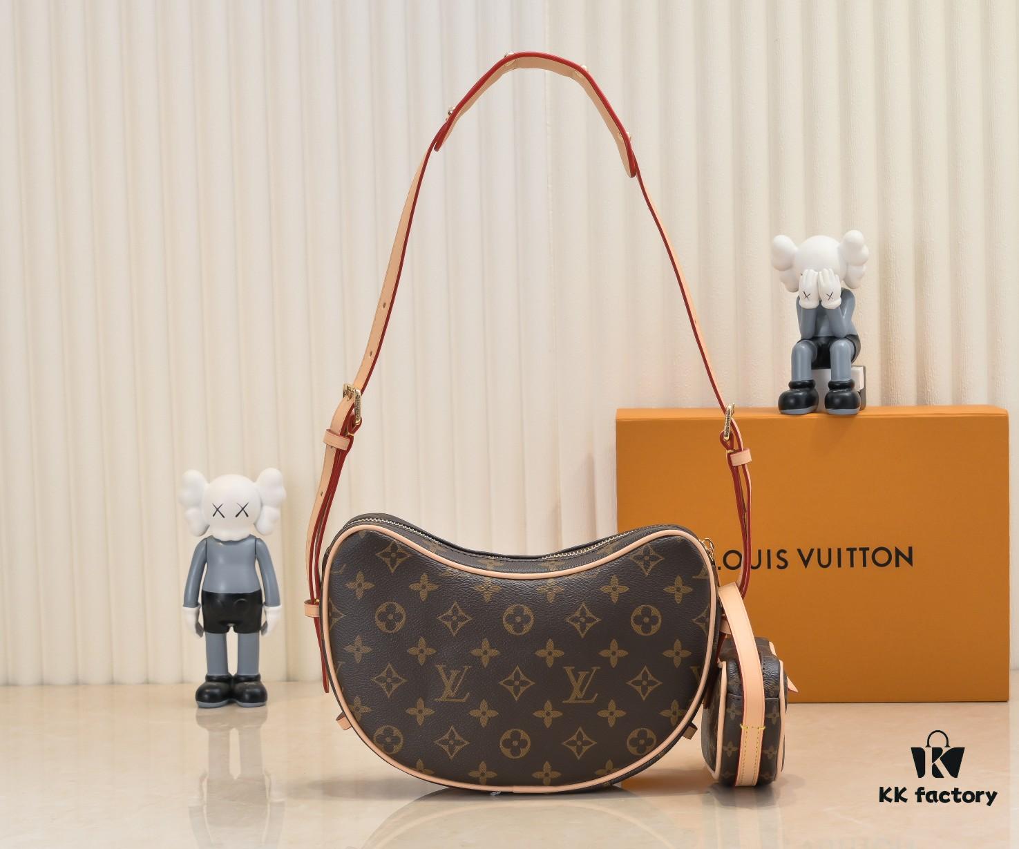 Upgraded Original M46856 M46828 Vintage New Lv 2024 Latest Monogram Horn Adjustable Strap Pea Bag with Pendant Mini Pouch Kidney Bag and Enlarged Design LV Monogram Croissant Bag Pea Bag