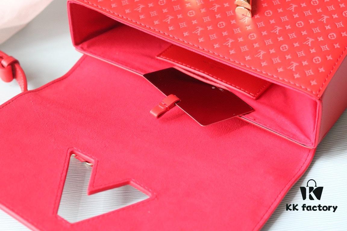 LV 2023 Twist Collection Newest Style - Premium Quality Calfskin Leather Handbag with Miniature Monogram Pattern and Colorful Silk-Screened LV Logo