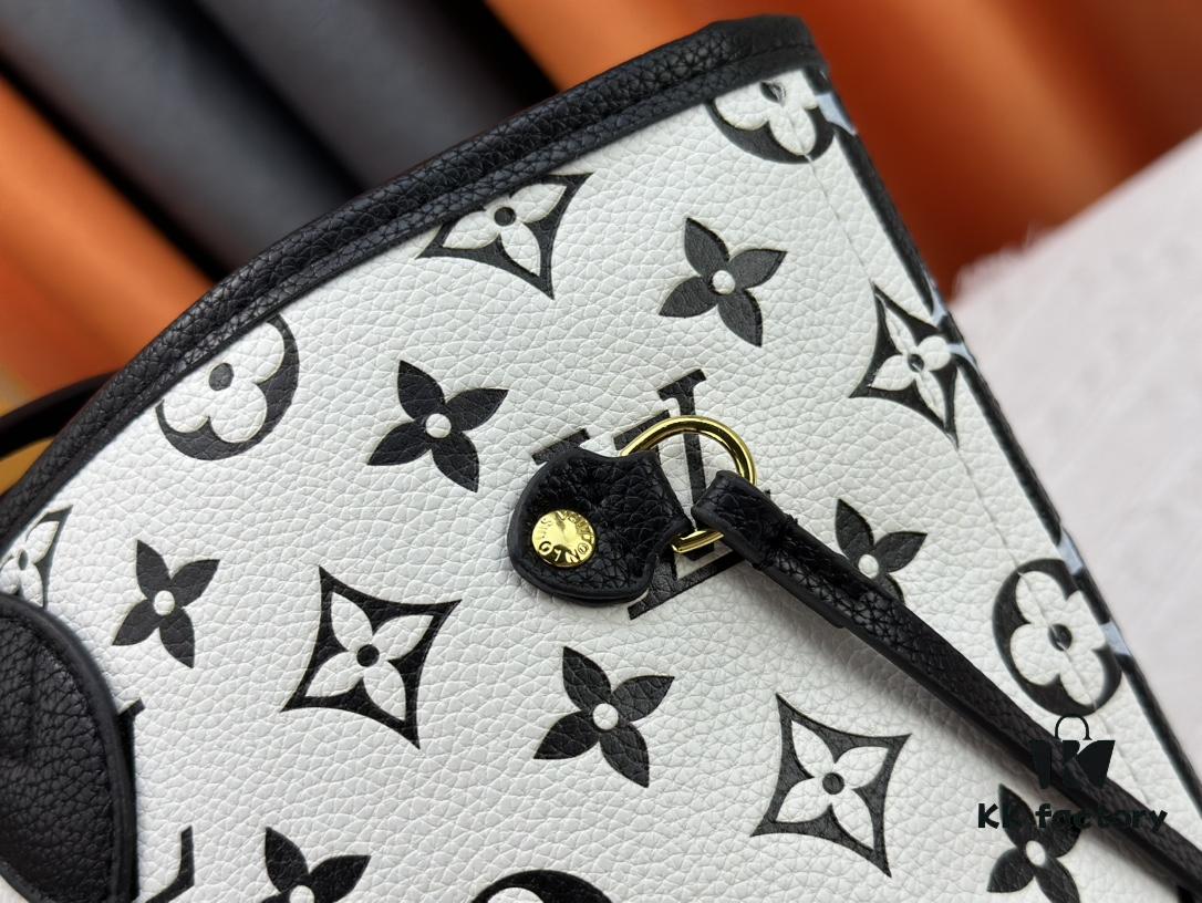 M45684 M45685 M40995 Tote MM Handbag with Monochrome Stripes in Cream and Pink Background Featuring LVs