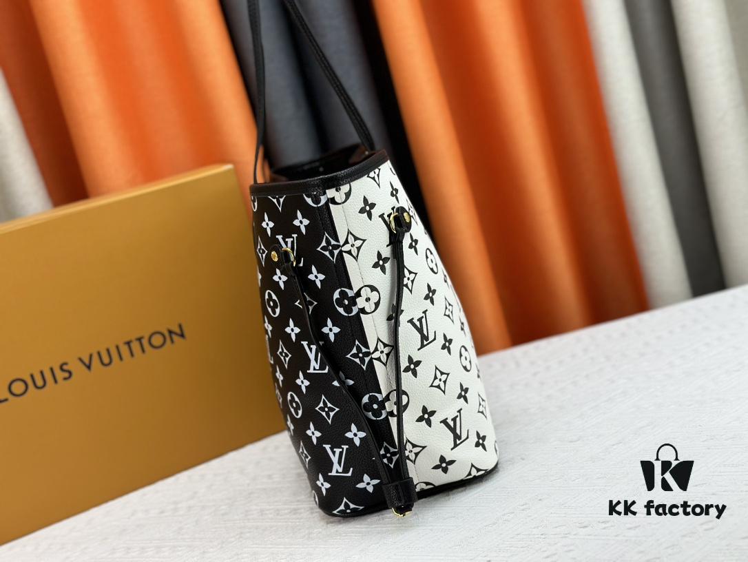 M45684 M45685 M40995 Tote MM Handbag with Monochrome Stripes in Cream and Pink Background Featuring LVs