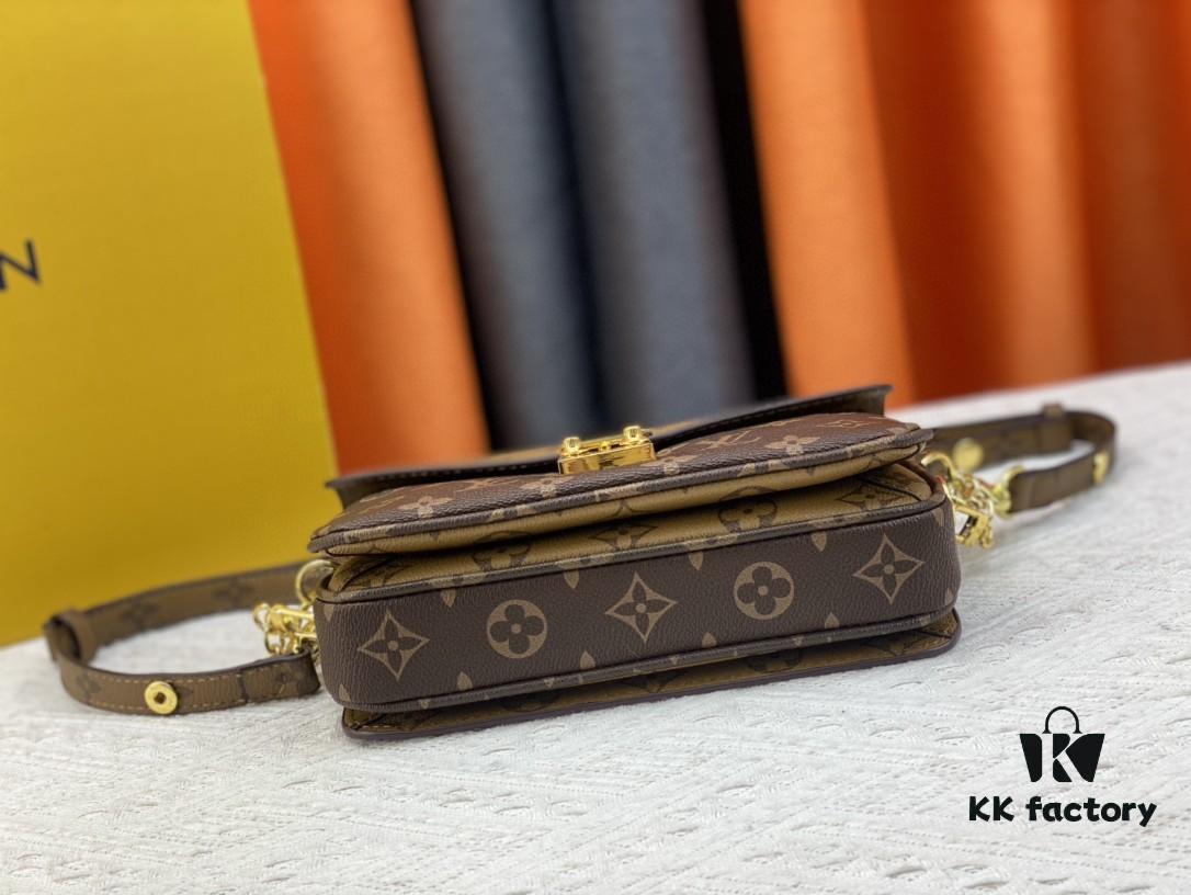 Upgraded Original Version Color-Changing Leather [Exclusive Real Photo M46279 M46595 Monogram Vernis Yellow Flower Embossed] LV East West Métis Mini Messenger Bag