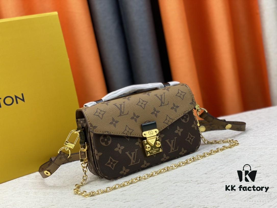 Upgraded Original Version Color-Changing Leather [Exclusive Real Photo M46279 M46595 Monogram Vernis Yellow Flower Embossed] LV East West Métis Mini Messenger Bag