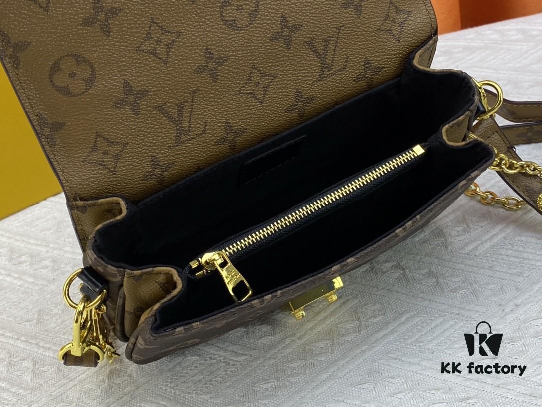 Upgraded Original Version Color-Changing Leather [Exclusive Real Photo M46279 M46595 Monogram Vernis Yellow Flower Embossed] LV East West Métis Mini Messenger Bag