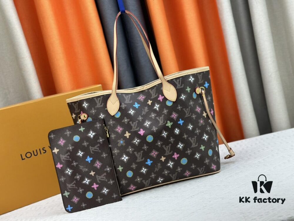 Monogrammm Tote Bag in Cream and Pink with LV Monogram on Pink Background