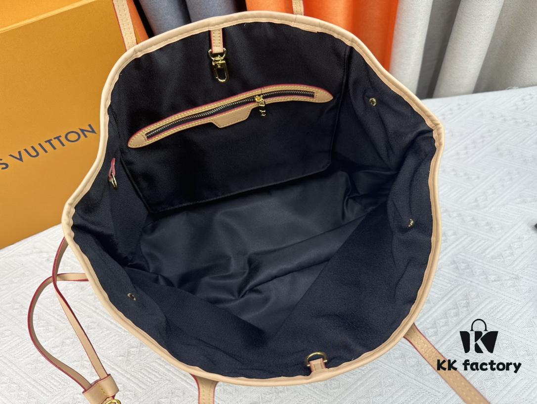 Monogrammm Tote Bag in Cream and Pink with LV Monogram on Pink Background