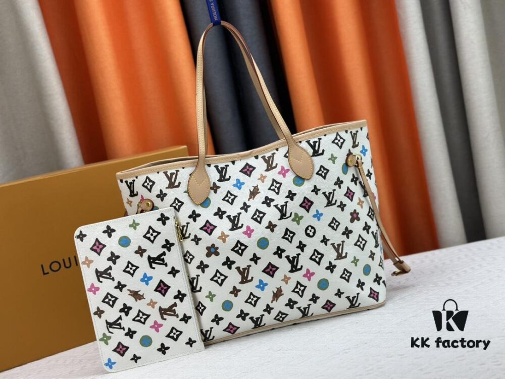 Monogram Canvas Tote MM Bag with Pink Background and Cream Stripes