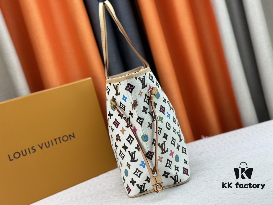 Monogram Canvas Tote MM Bag with Pink Background and Cream Stripes