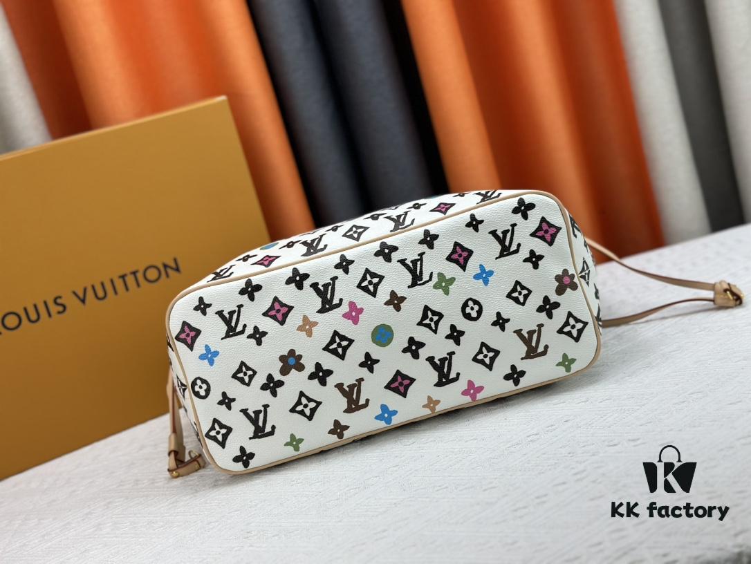 Monogram Canvas Tote MM Bag with Pink Background and Cream Stripes