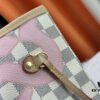 Monogram Tote MM Handbag with Monochrome Stripes and LVs on Pink Background