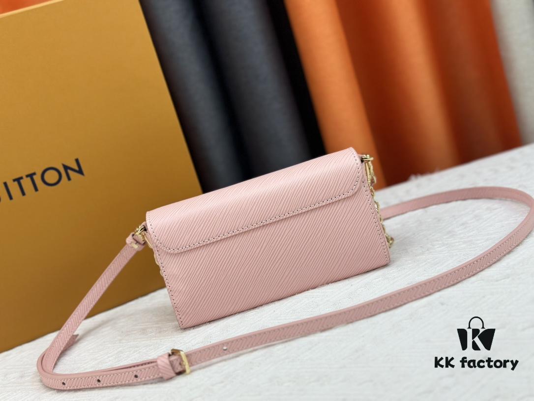Authentic Quality [Rose] Model No. 50397/24566/24548/24550/24549 This Twist West handbag features an elongated silhouette, reinterpreting the classic design with a contemporary coolness for the new season. Dyed in modern hues, the Epi leather highlights the bag’s sophisticated character, while the iconic LV Twist lock emphasizes brand identity. Equipped with a detachable strap and chain, it offers versatile ways to carry daily essentials.