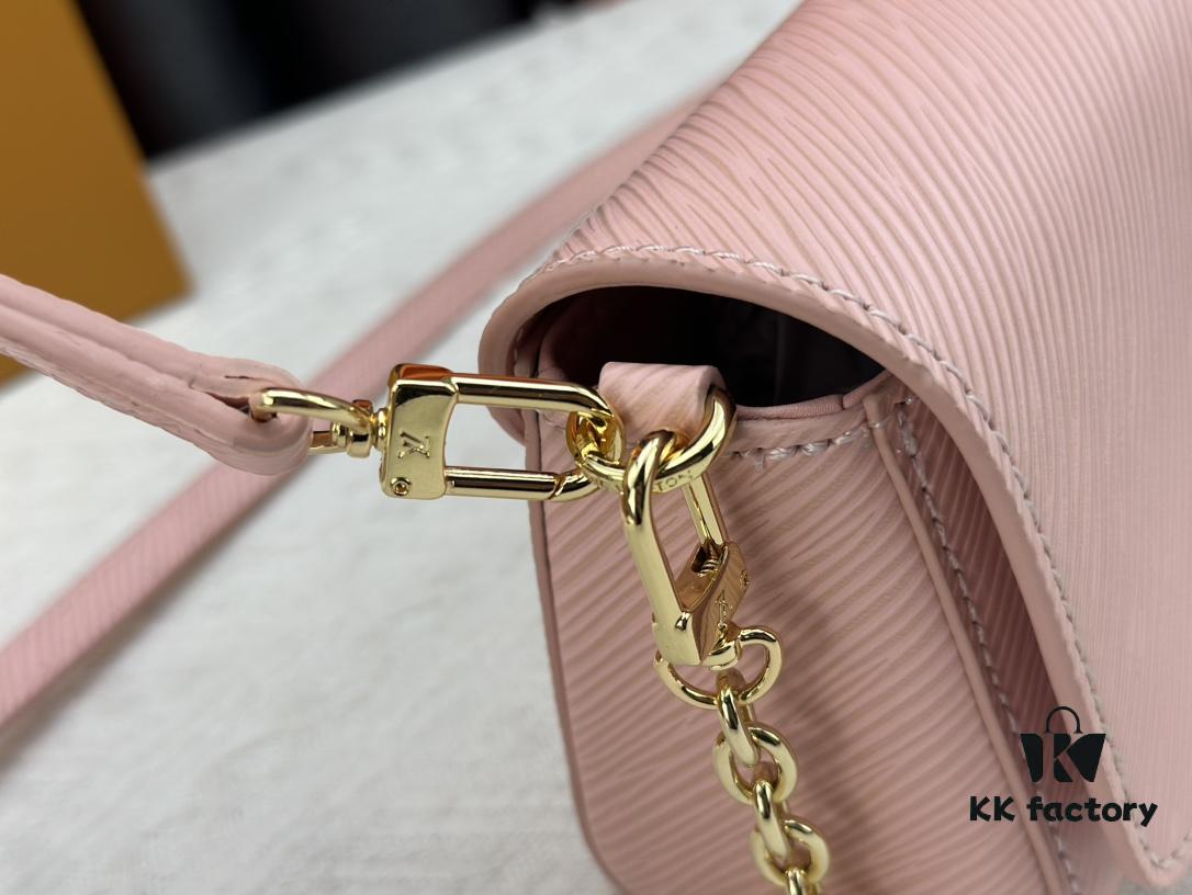 Authentic Quality [Rose] Model No. 50397/24566/24548/24550/24549 This Twist West handbag features an elongated silhouette, reinterpreting the classic design with a contemporary coolness for the new season. Dyed in modern hues, the Epi leather highlights the bag’s sophisticated character, while the iconic LV Twist lock emphasizes brand identity. Equipped with a detachable strap and chain, it offers versatile ways to carry daily essentials.