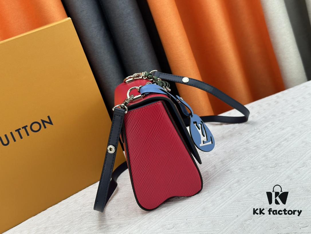 Exclusive Background LV's Hottest New Twist Denim Medium Handbag, Same Style as Fan Bingbing, Model Numbers 50273, 50272