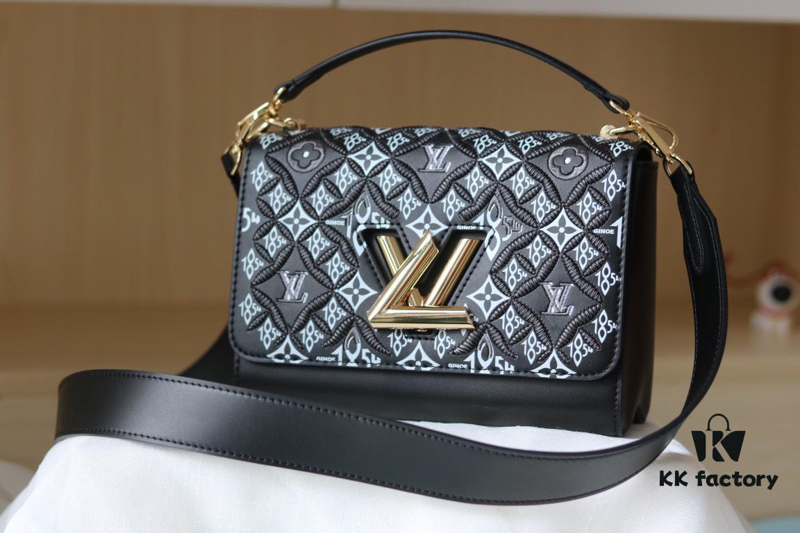 New Arrival / Top Quality Original Design - Model 50358 - LV Twist Medium Handbag in Soft Calfskin with Embroidered Since 1854 Motif