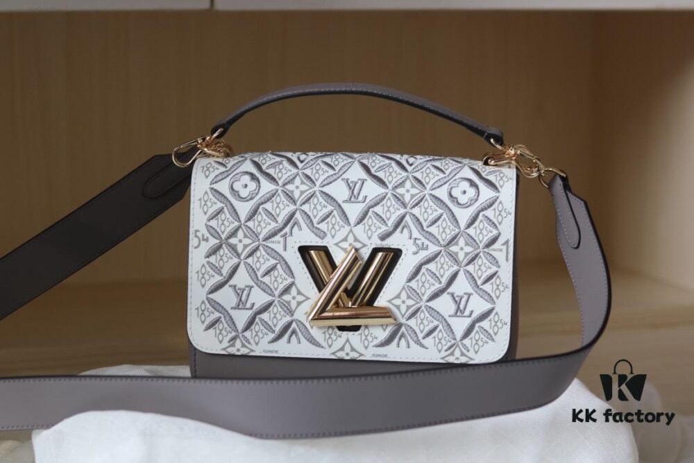 New Arrival / Top Quality Original Design - Model No. 50358 - LV Twist Medium Handbag in Soft Calfskin with Embroidered Since 1854 Pattern