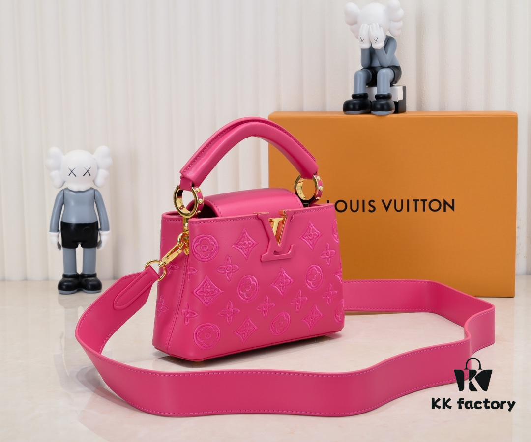 Upgraded M20741 LV Broderie Anglaise Embroidered Gold Button Capucines Mini Bag