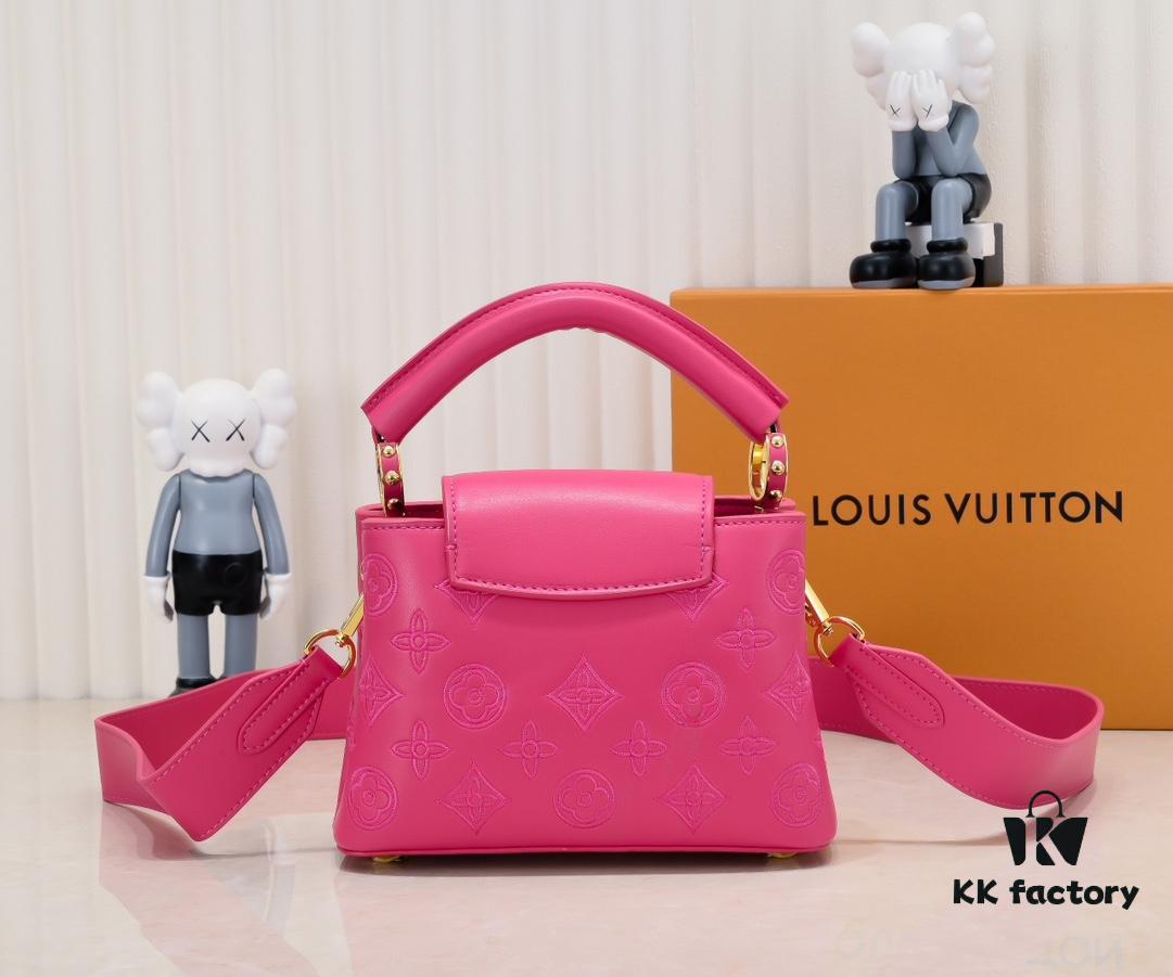 Upgraded M20741 LV Broderie Anglaise Embroidered Gold Button Capucines Mini Bag