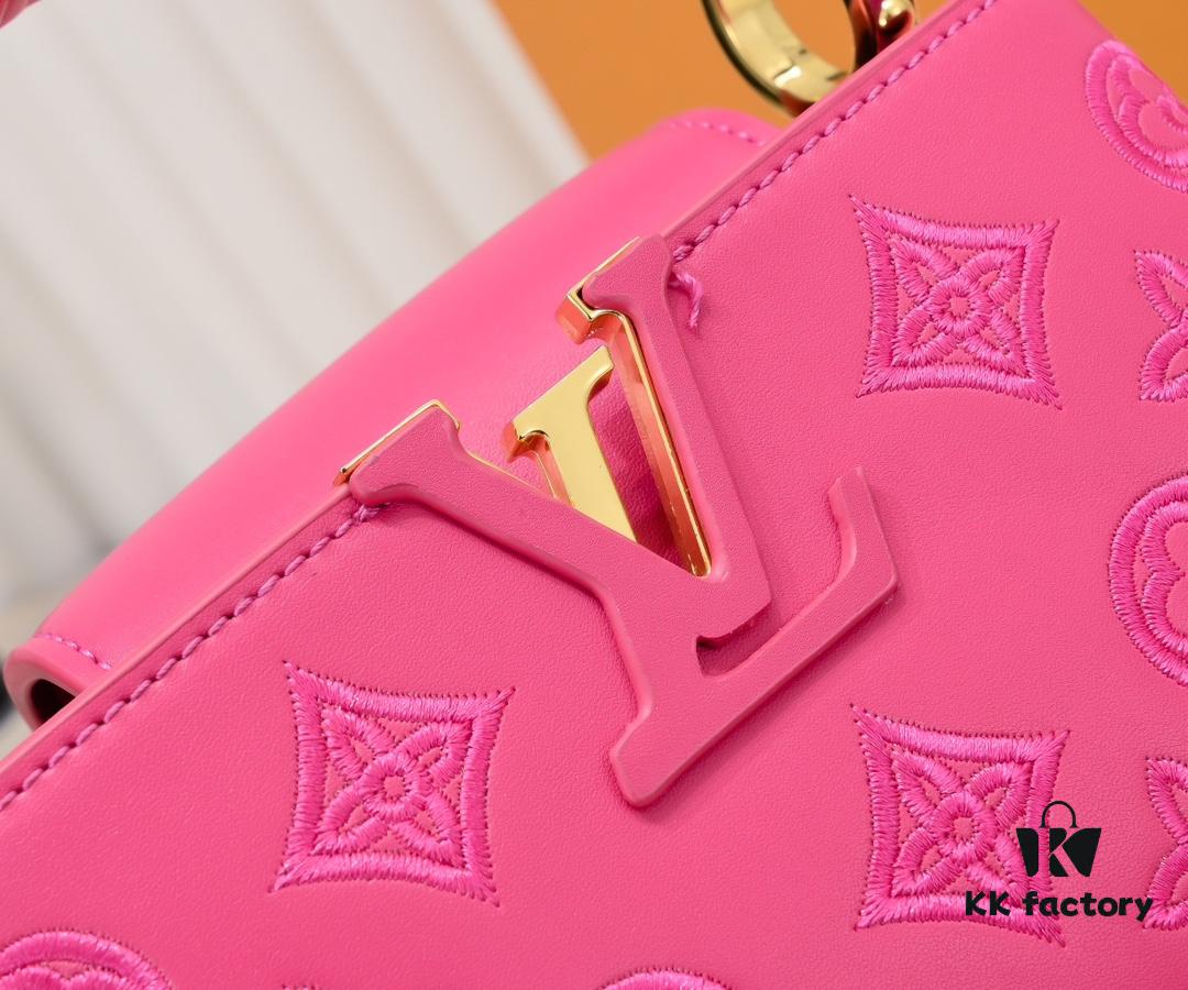 Upgraded M20741 LV Broderie Anglaise Embroidered Gold Button Capucines Mini Bag