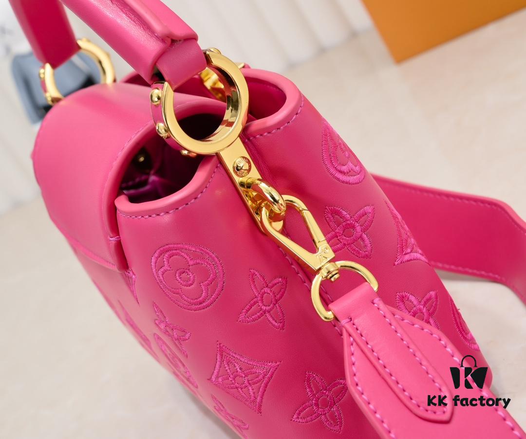 Upgraded M20741 LV Broderie Anglaise Embroidered Gold Button Capucines Mini Bag