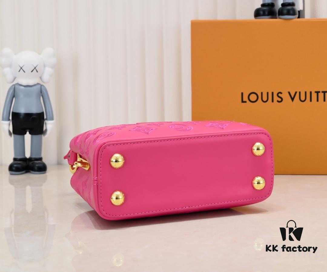 Upgraded M20741 LV Broderie Anglaise Embroidered Gold Button Capucines Mini Bag