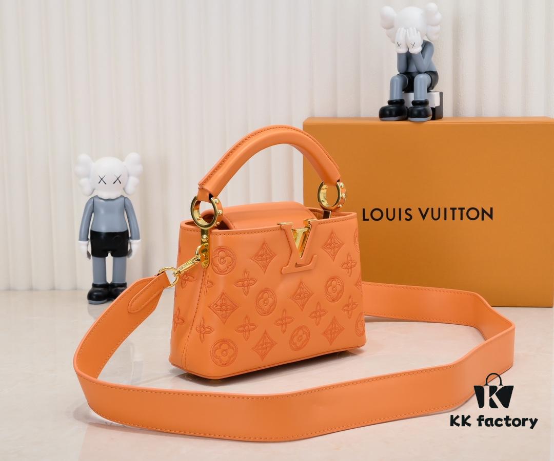 Upgraded M20741 LV Broderie Anglaise Embroidered Gold Button Capucines Mini Bag