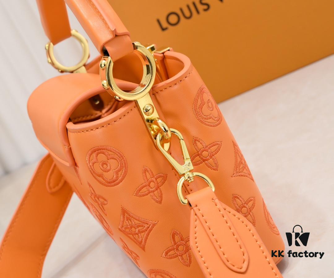 Upgraded M20741 LV Broderie Anglaise Embroidered Gold Button Capucines Mini Bag