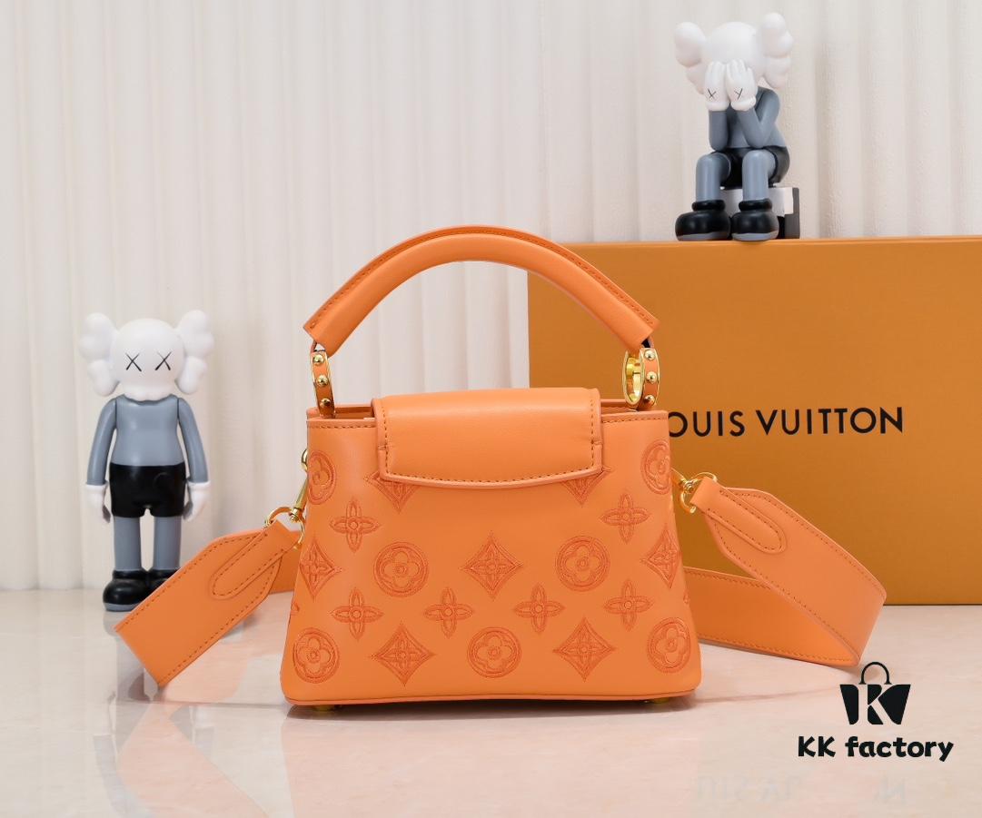 Upgraded M20741 LV Broderie Anglaise Embroidered Gold Button Capucines Mini Bag