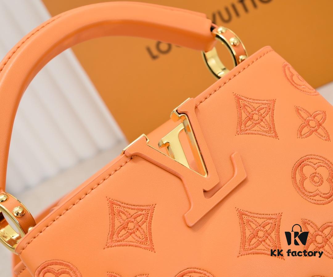 Upgraded M20741 LV Broderie Anglaise Embroidered Gold Button Capucines Mini Bag