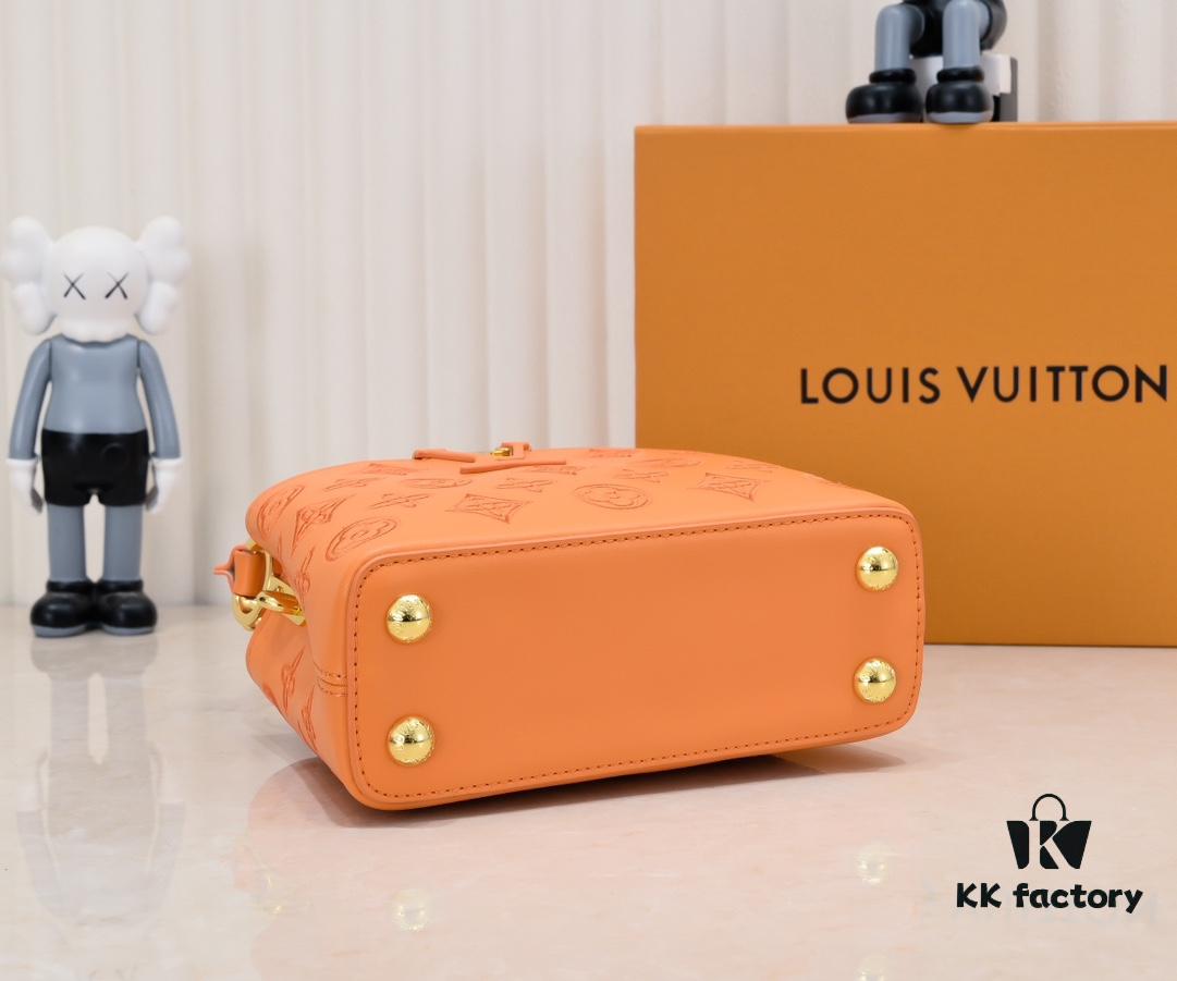 Upgraded M20741 LV Broderie Anglaise Embroidered Gold Button Capucines Mini Bag