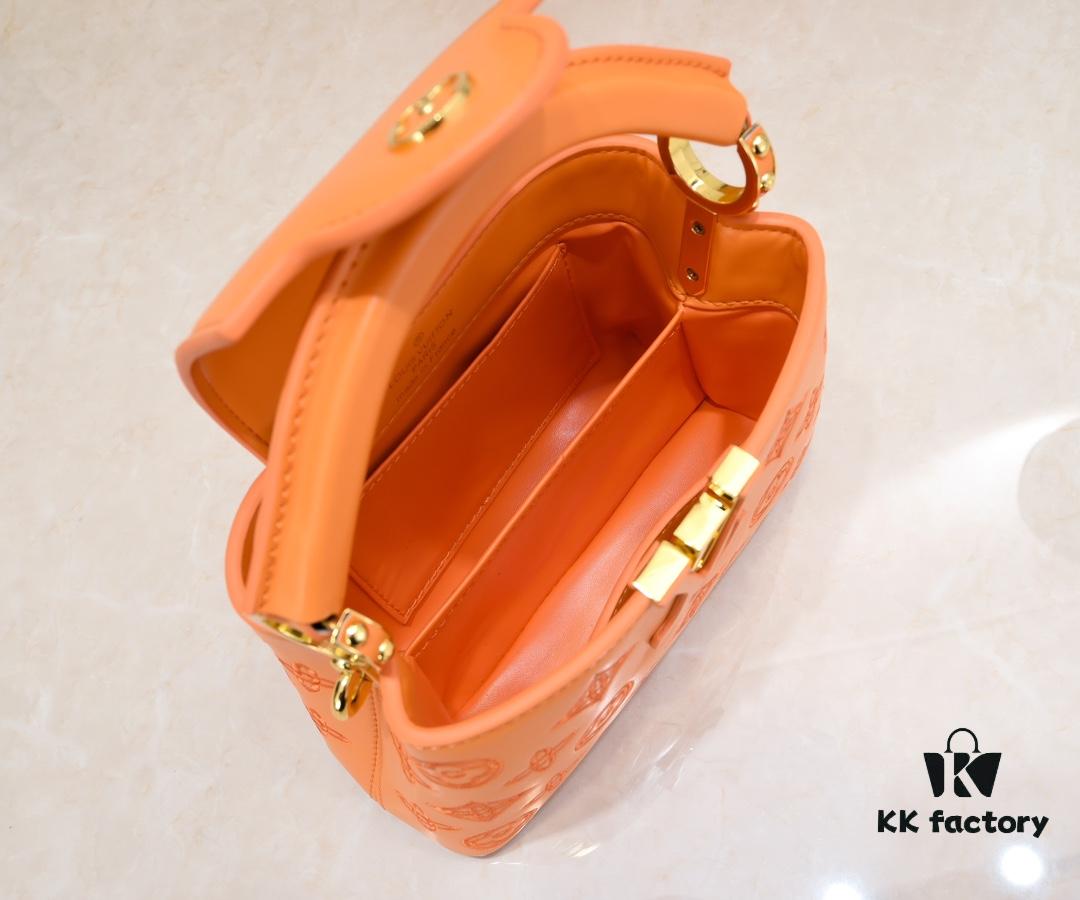 Upgraded M20741 LV Broderie Anglaise Embroidered Gold Button Capucines Mini Bag