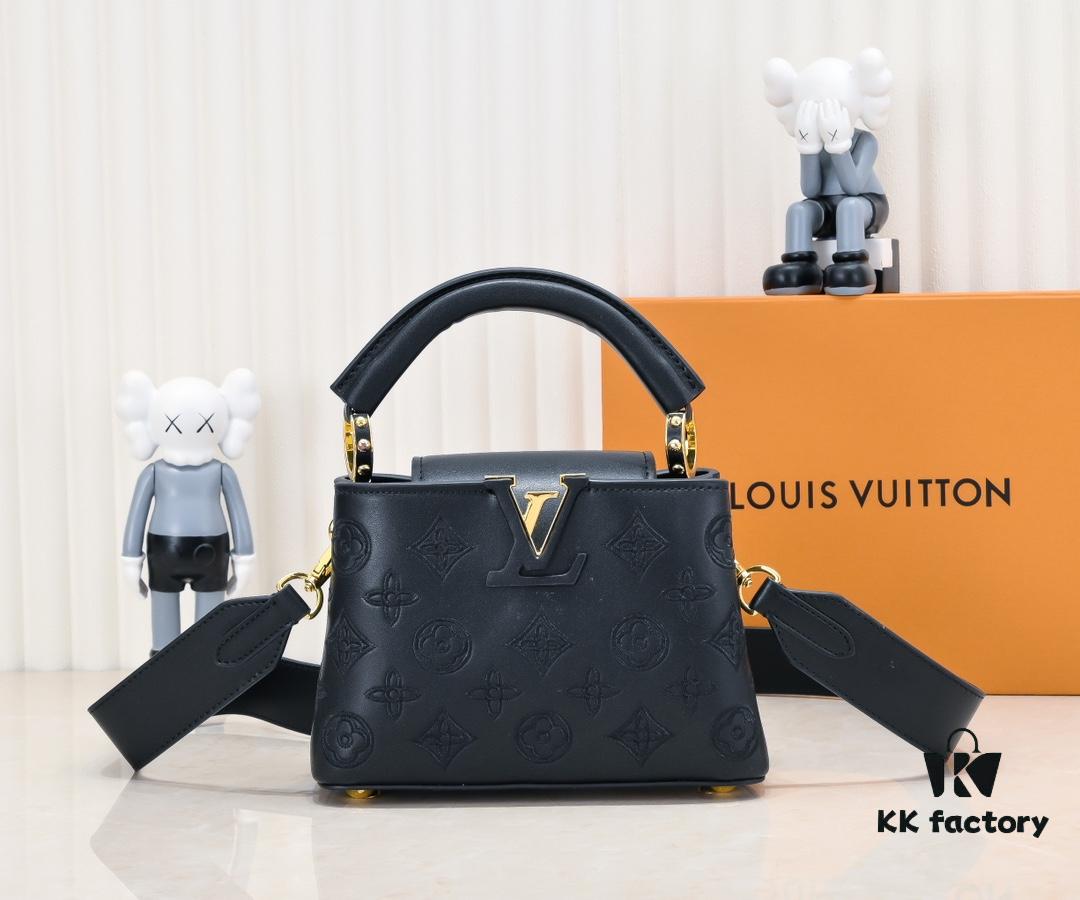 Upgraded M20741 LV Broderie Anglaise Embroidered Gold Button Capucines Mini Bag