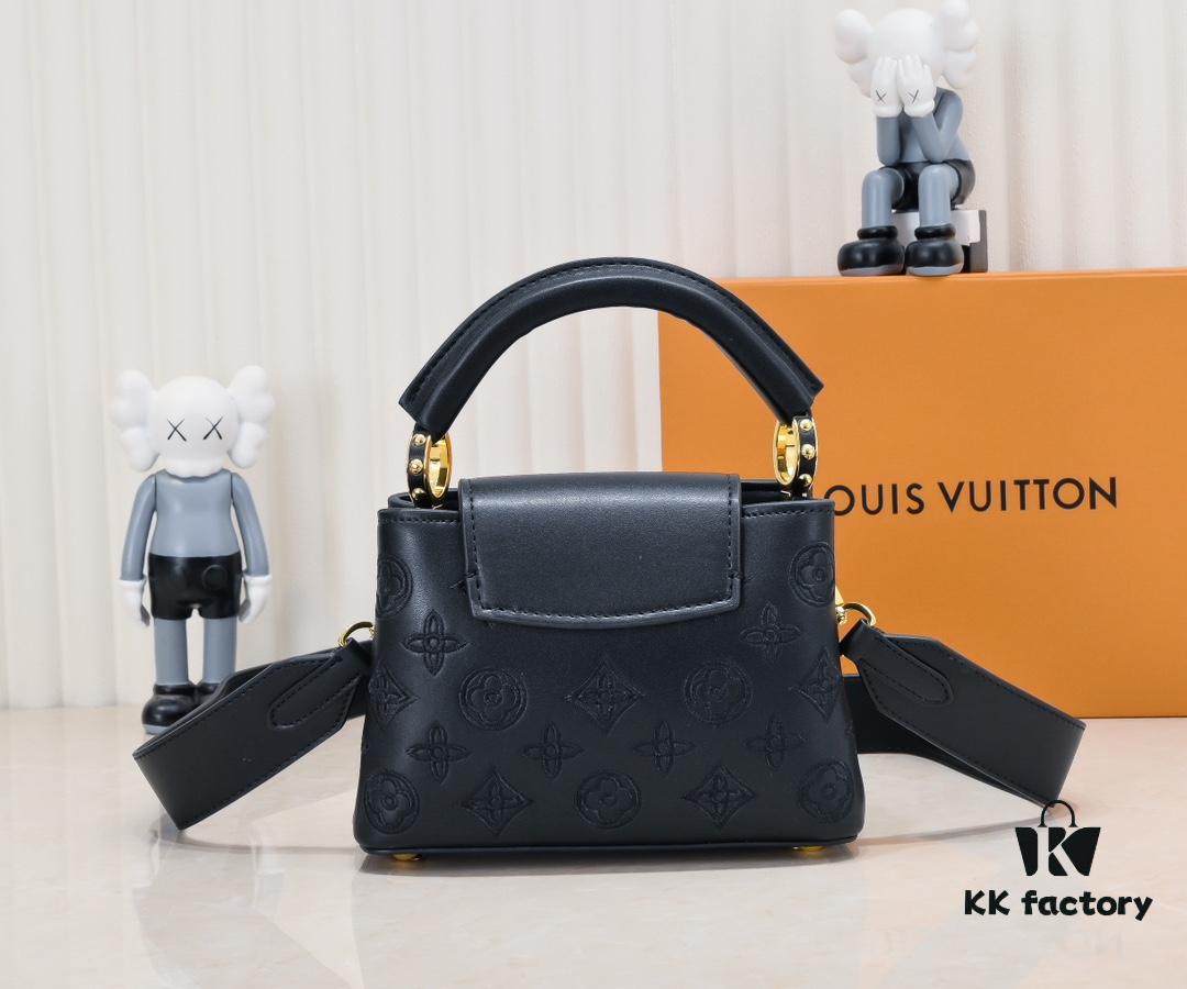 Upgraded M20741 LV Broderie Anglaise Embroidered Gold Button Capucines Mini Bag