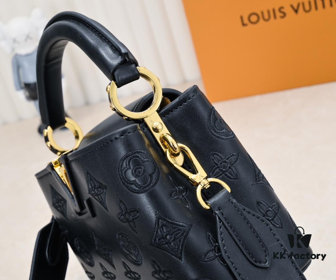 Upgraded M20741 LV Broderie Anglaise Embroidered Gold Button Capucines Mini Bag