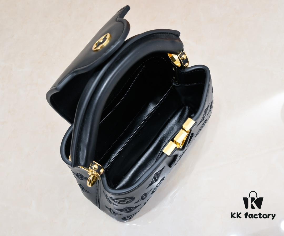 Upgraded M20741 LV Broderie Anglaise Embroidered Gold Button Capucines Mini Bag