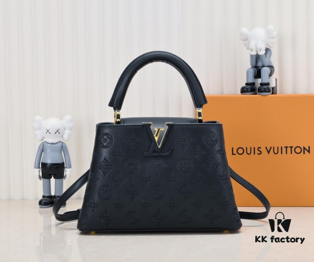 Upgraded M20742 Broderie Anglaise Embroidered Gold Button Capucines BB Bag