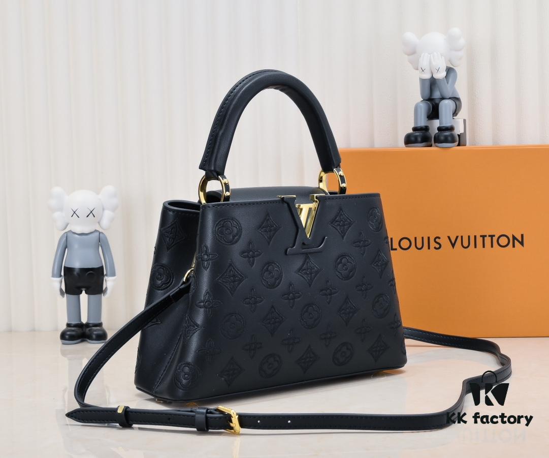 Upgraded M20742 Broderie Anglaise Embroidered Gold Button Capucines BB Bag