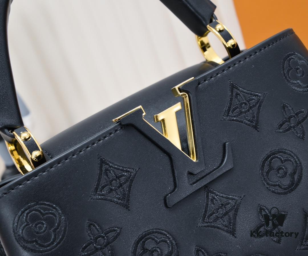 Upgraded M20742 Broderie Anglaise Embroidered Gold Button Capucines BB Bag