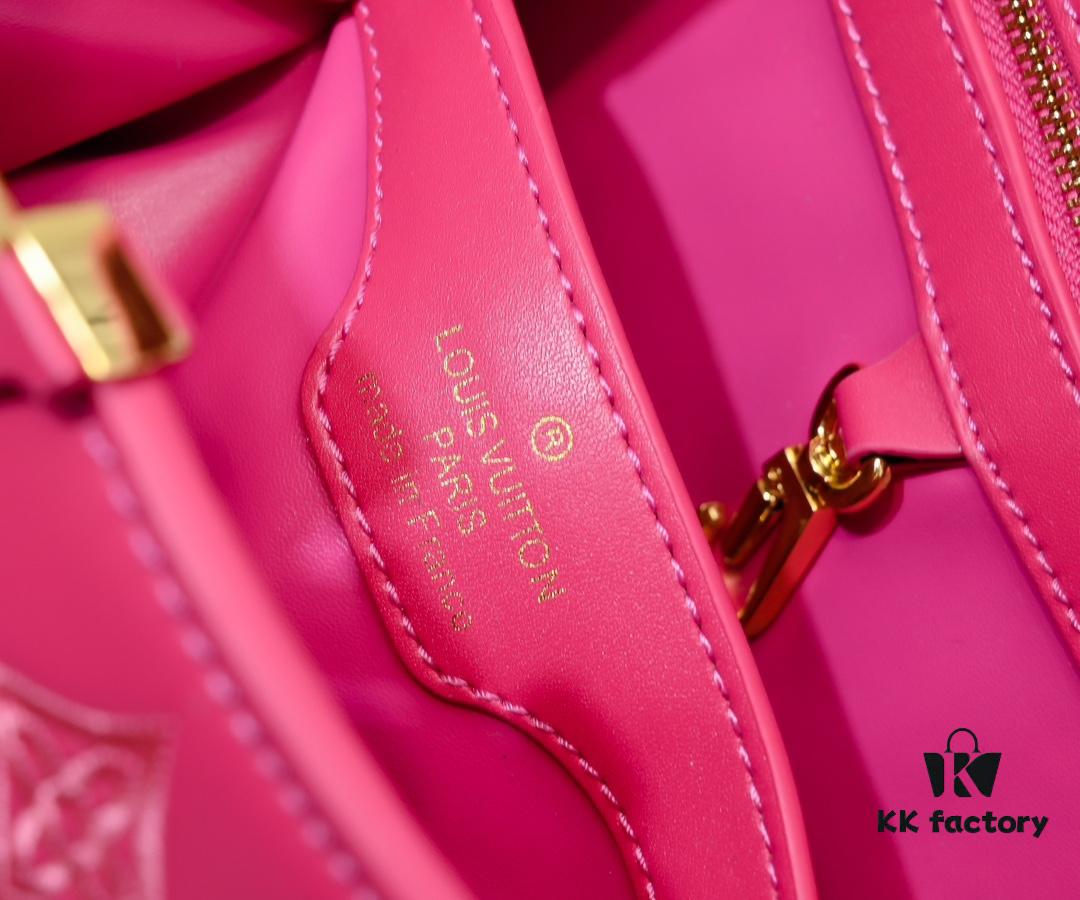 Upgraded M20742 Broderie Anglaise Embroidered Gold Button Capucines BB Bag