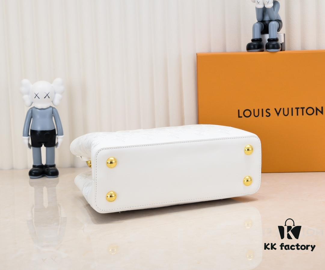 Upgraded M20742 LV Broderie Anglaise Embroidered Gold Button Capucines BB Bag