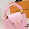 Upgraded M59850 Stellar Pearlized Powder Shell Button Capucines Mini Bag