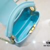 Upgraded M59850 Stellar Pearlized Blue Shell Button Capucines Mini Bag