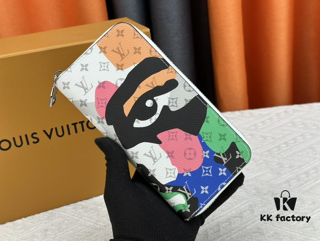 LV Wallet Men's Vertical Zip Wallet 63095 Phantom White Durable Damier Graphite Canvas